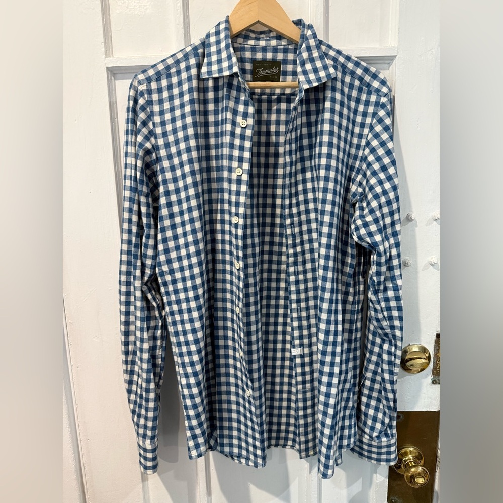 Gingham Blue and White Men's Casual Shirt